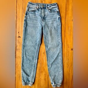 American Eagle Outfitters Mom Jogger Cozy Light Blue Jeans Size 2